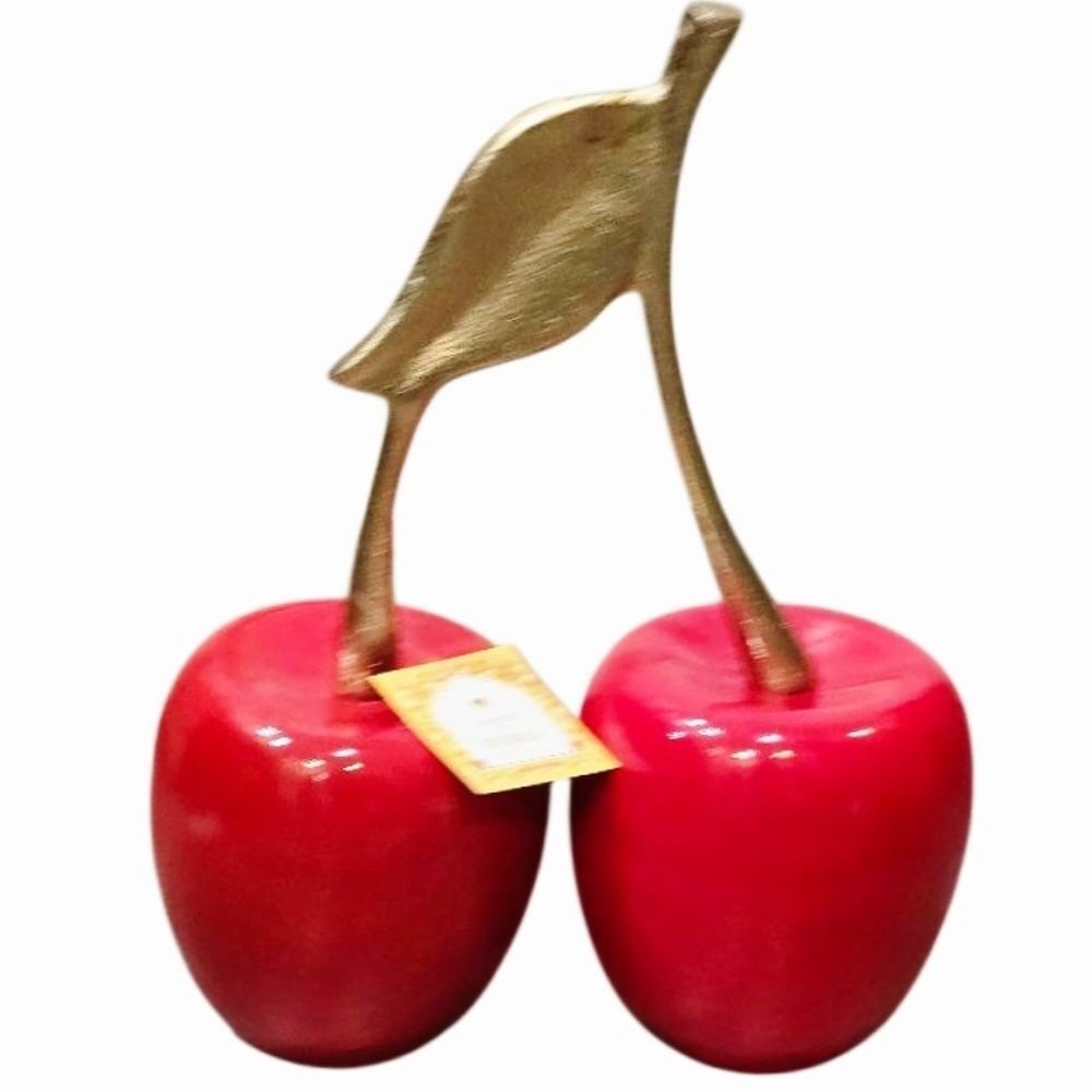 Handcrafted In India Cherry Sculpture w/ Gold Leaf Accent